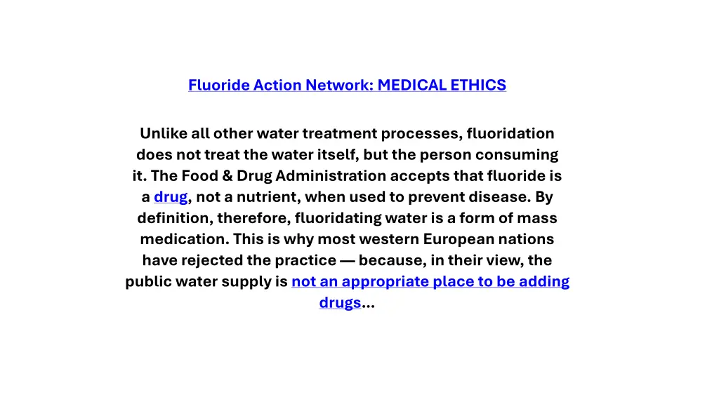 fluoride action network medical ethics