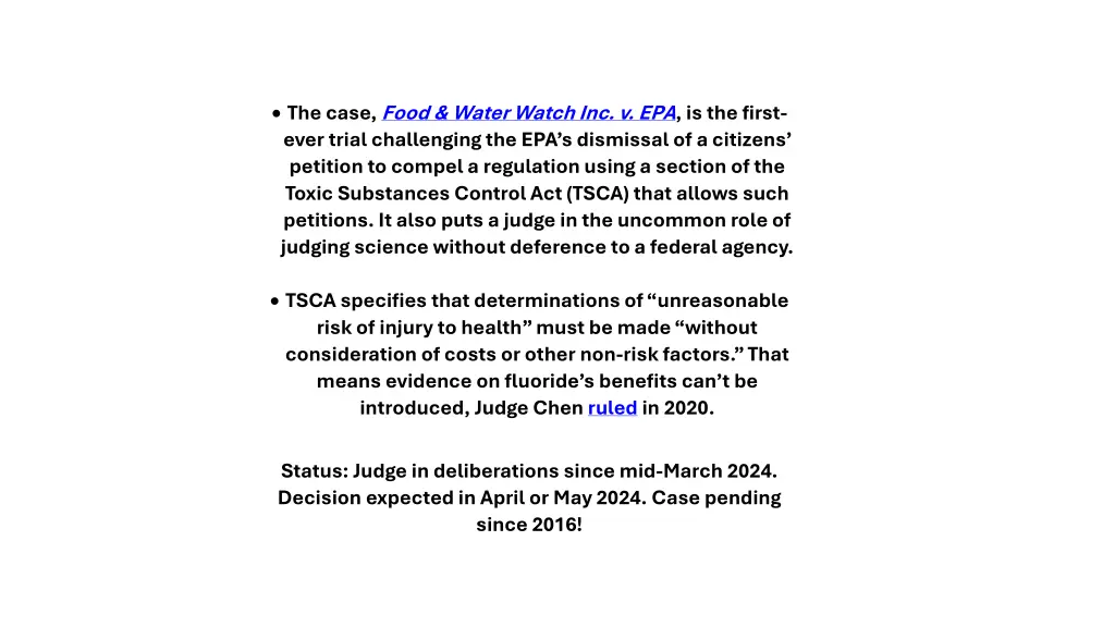 the case food water watch inc v epa is the first