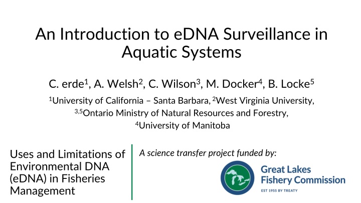 an introduction to edna surveillance in aquatic