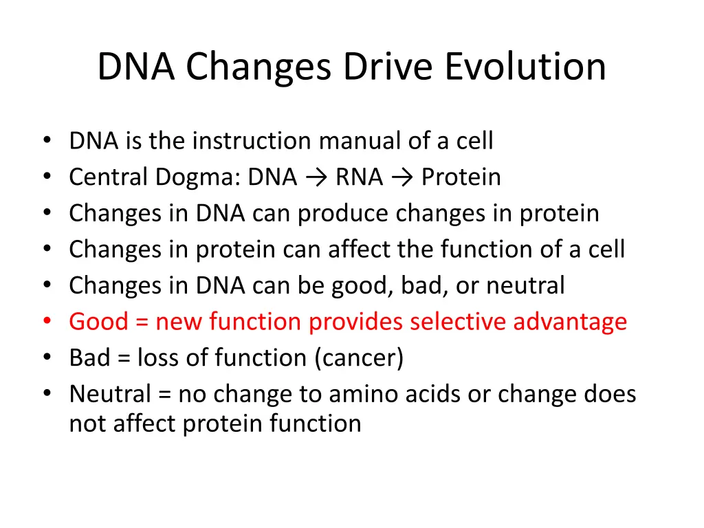 dna changes drive evolution