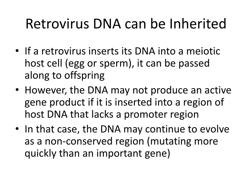 retrovirus dna can be inherited