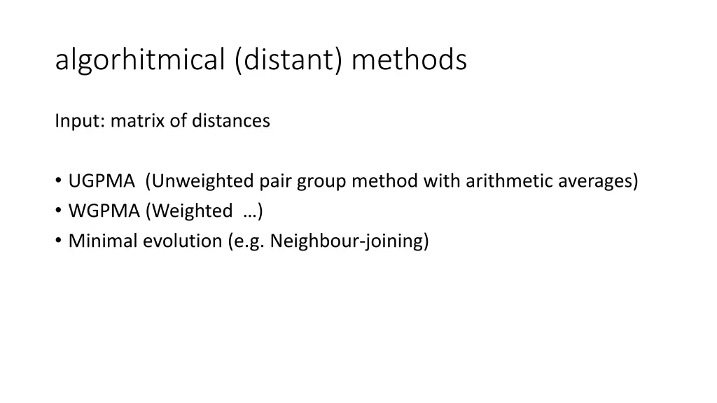 algorhitmical distant methods