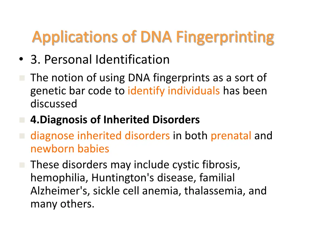 applications of dna fingerprinting 3 personal