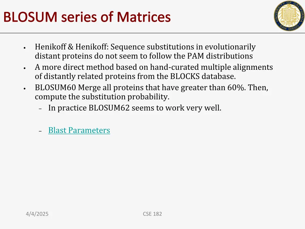 blosum series of matrices