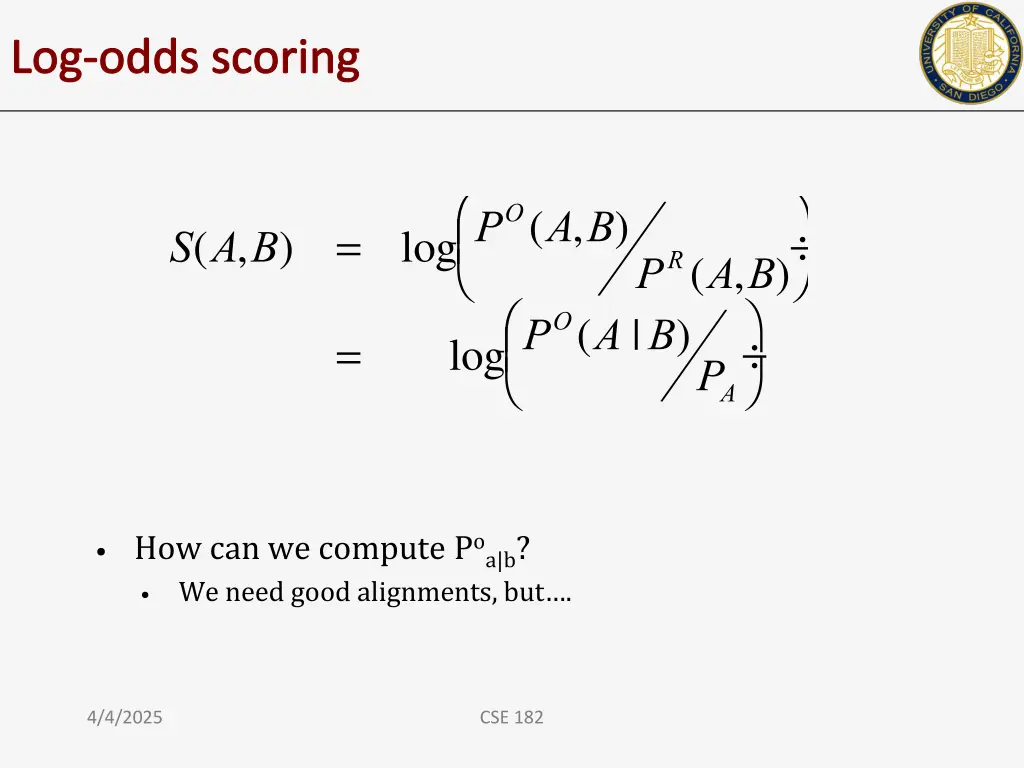 log odds scoring