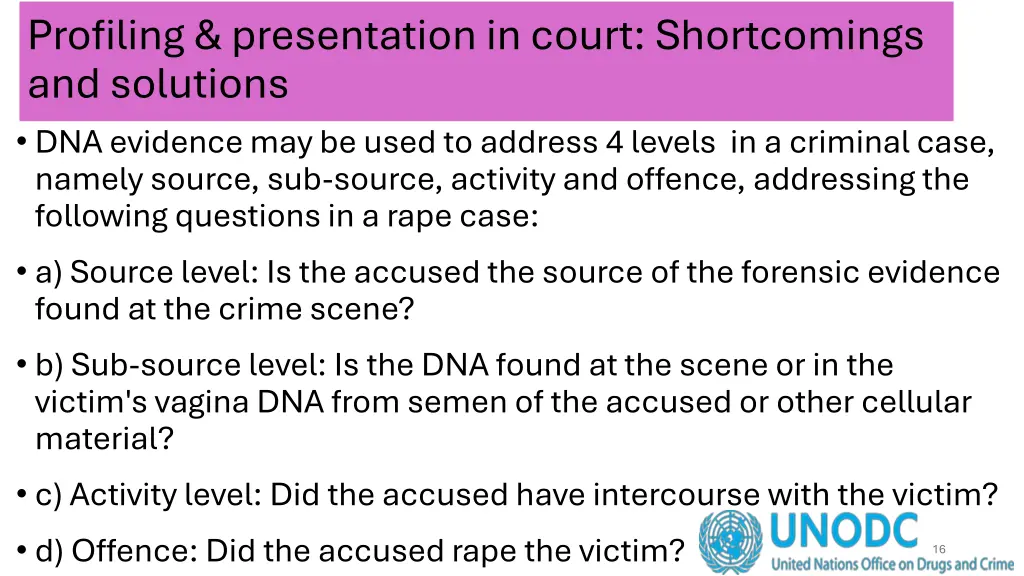 profiling presentation in court shortcomings