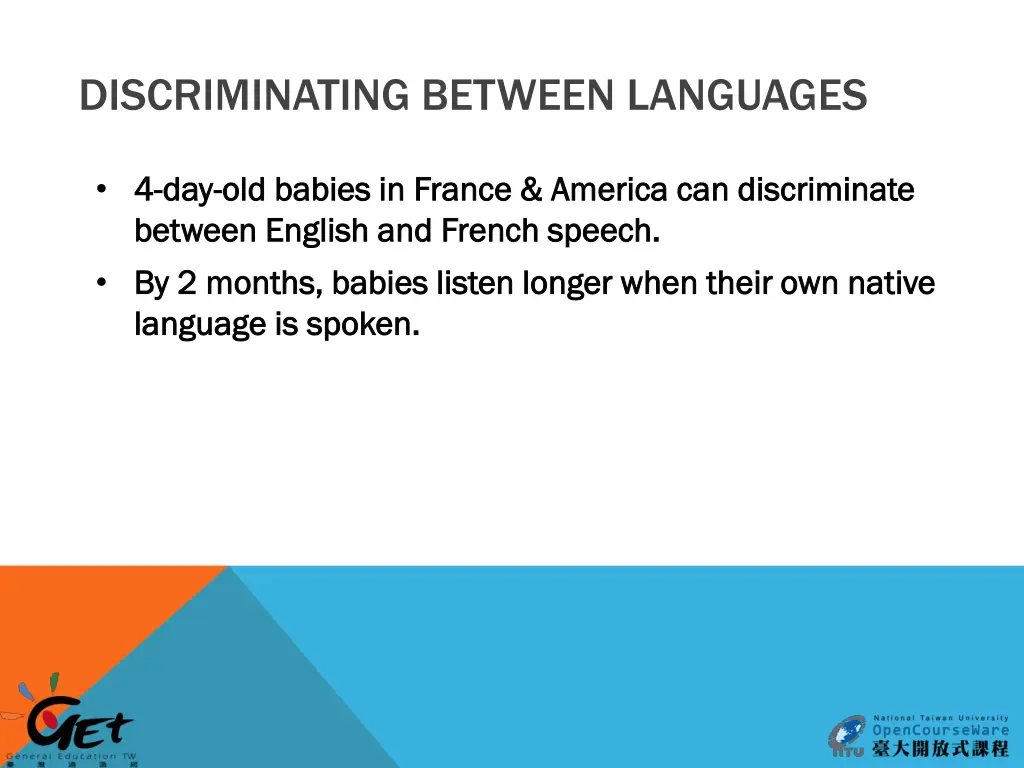 discriminating between languages
