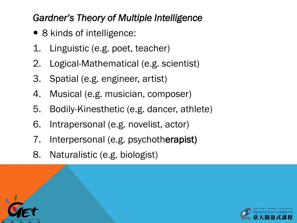 gardner s theory of multiple intelligence gardner