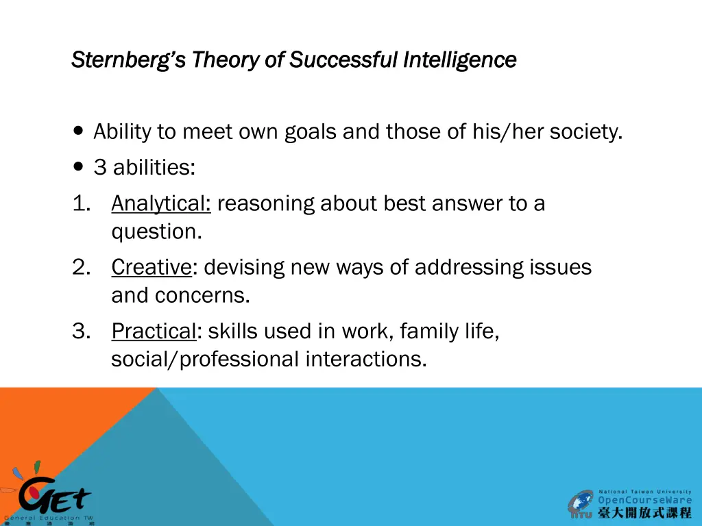 sternberg s theory of successful intelligence