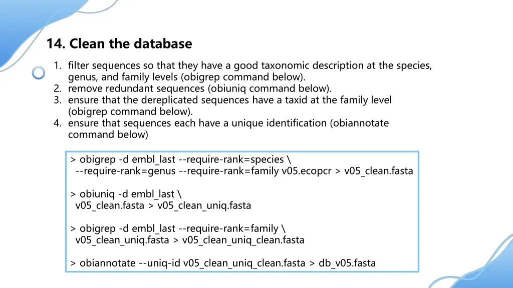 14 clean the database