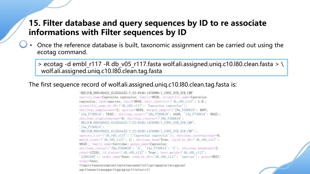 15 filter database and query sequences