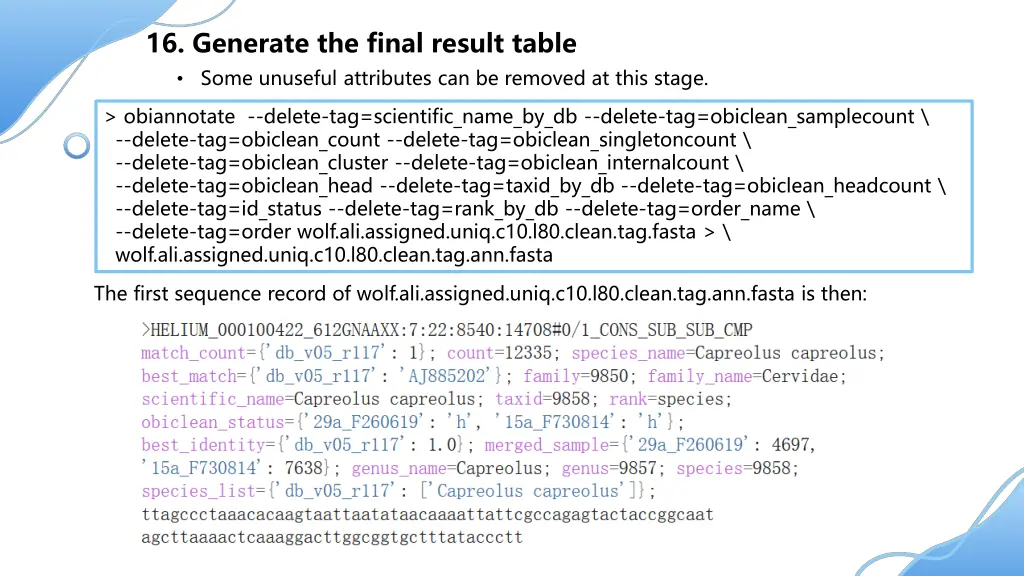16 generate the final result table some unuseful