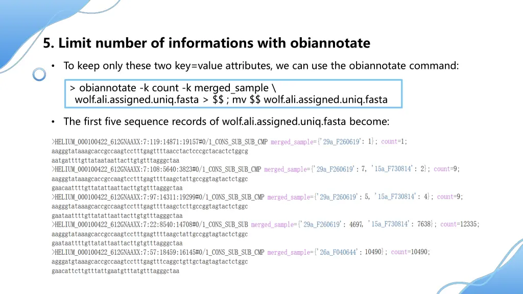 5 limit number of informations with obiannotate