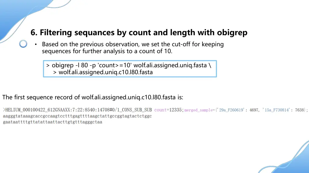 6 filtering sequances by count and length with