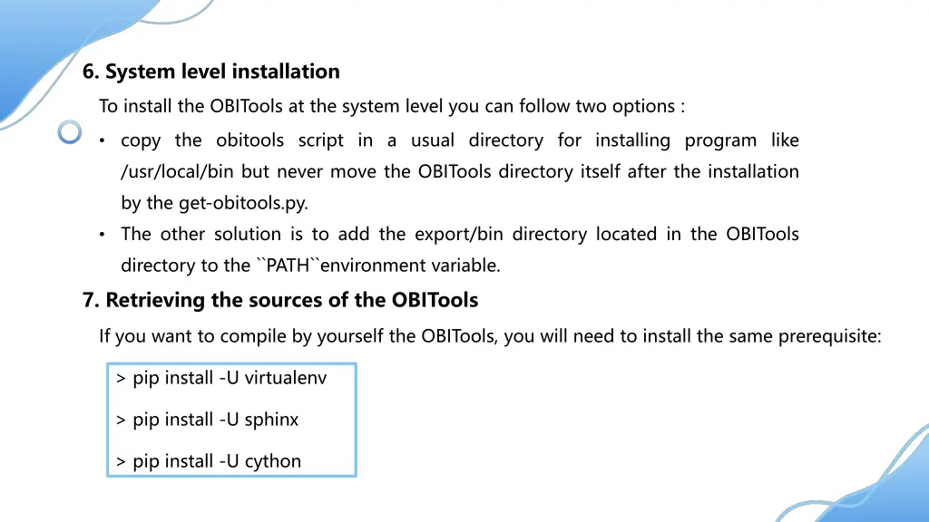6 system level installation
