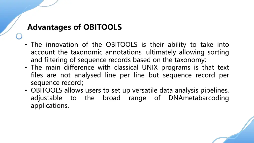 advantages of obitools