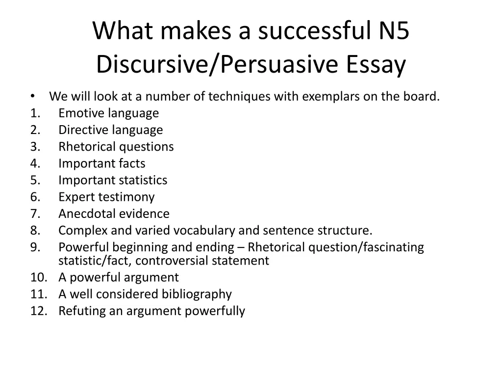 what makes a successful n5 discursive persuasive