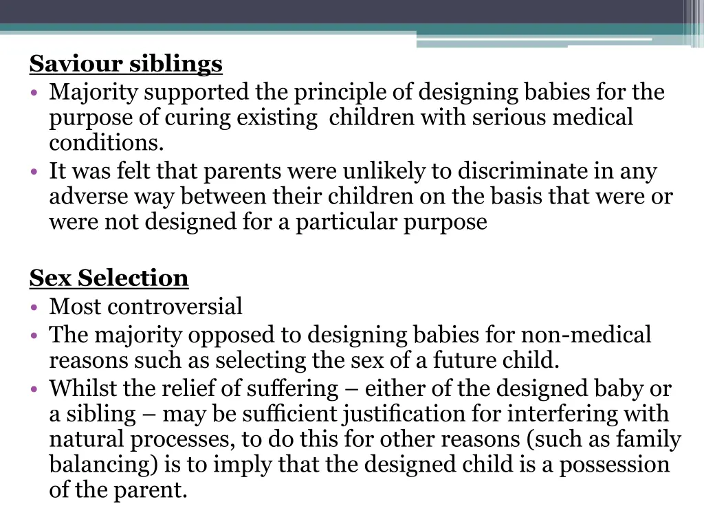 saviour siblings majority supported the principle