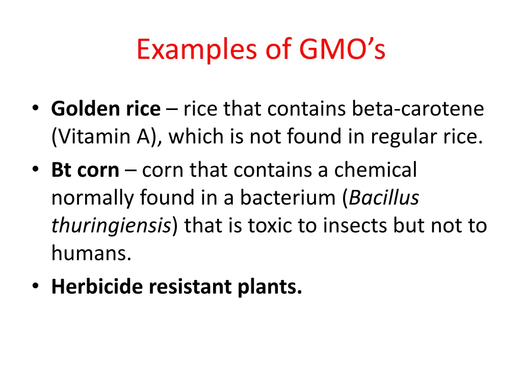 examples of gmo s