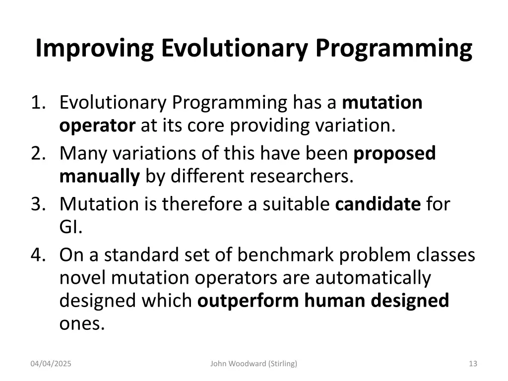 improving evolutionary programming