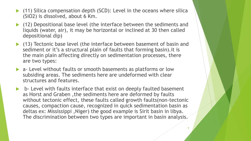 11 silica compensation depth scd level