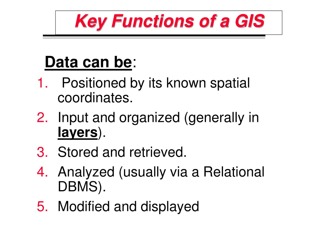 key functions of a gis