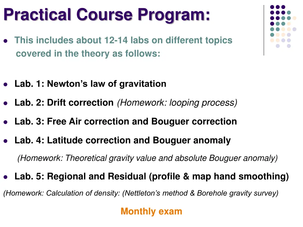 practical course program