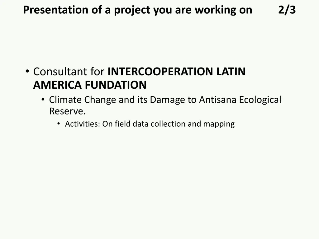 presentation of a project you are working on 1