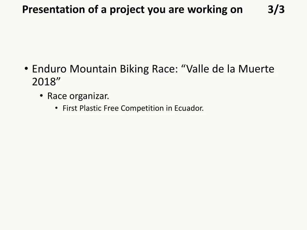 presentation of a project you are working on 2