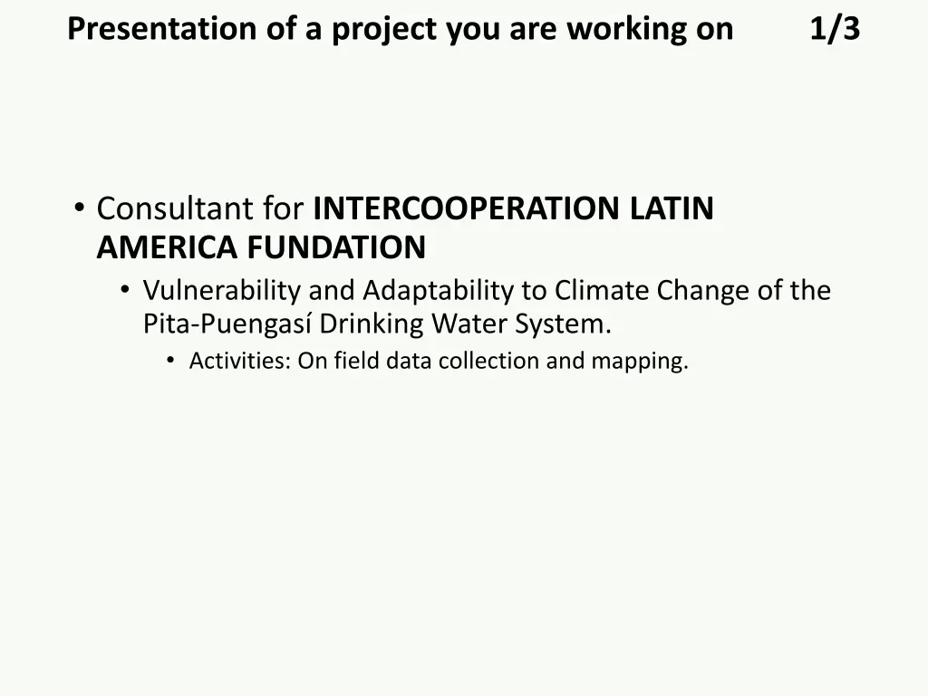 presentation of a project you are working on