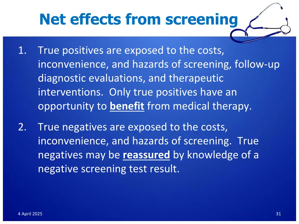 net effects from screening