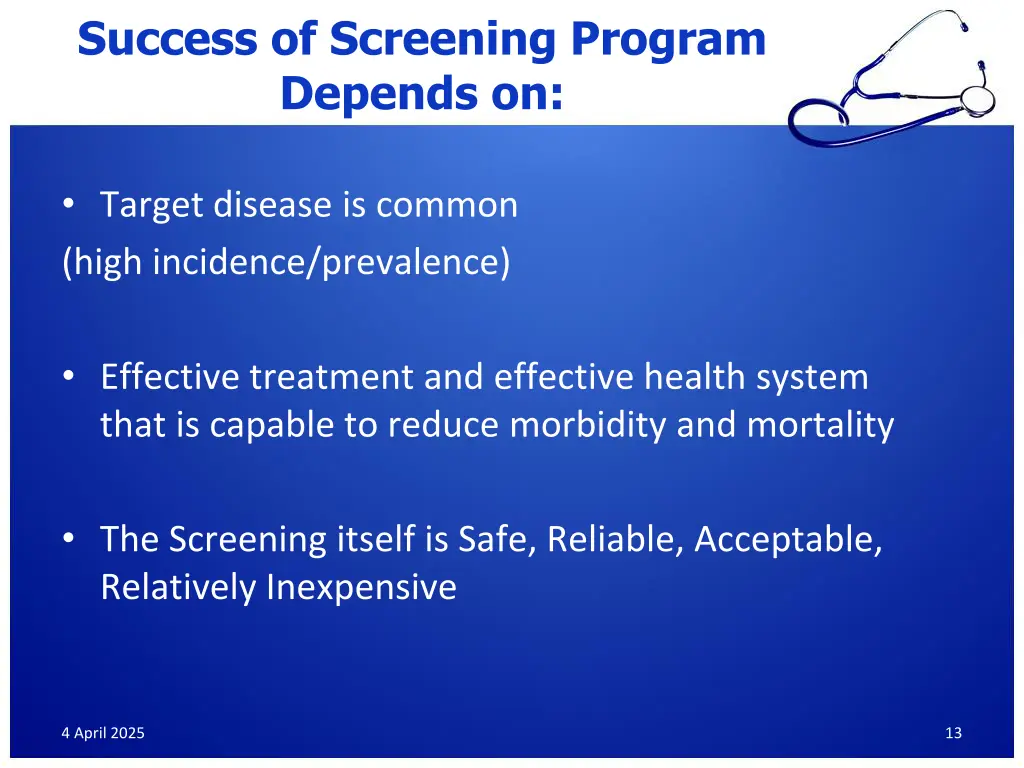 success of screening program depends on