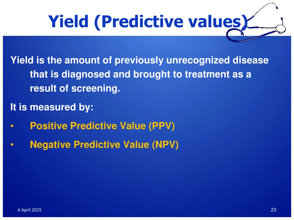 yield predictive values