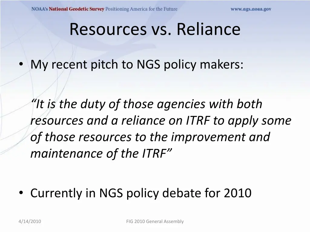 resources vs reliance