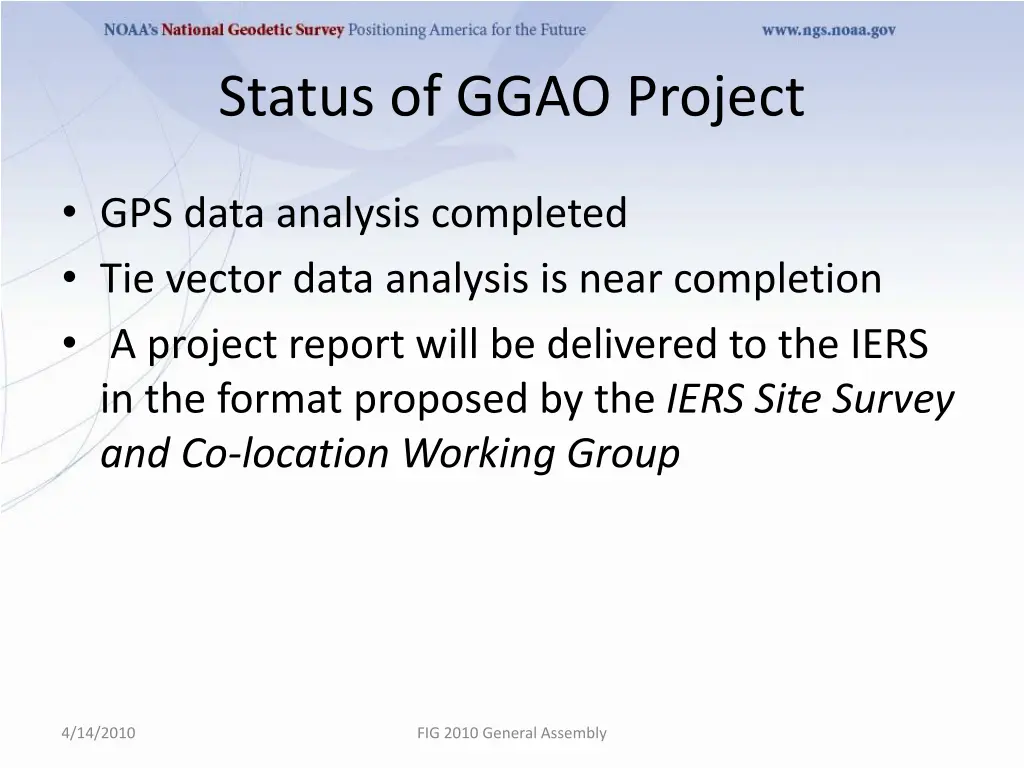 status of ggao project