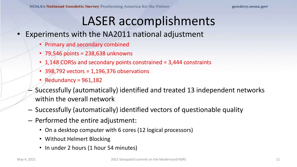 laser accomplishments experiments with the na2011