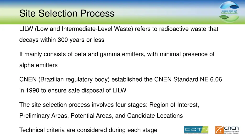 site selection process