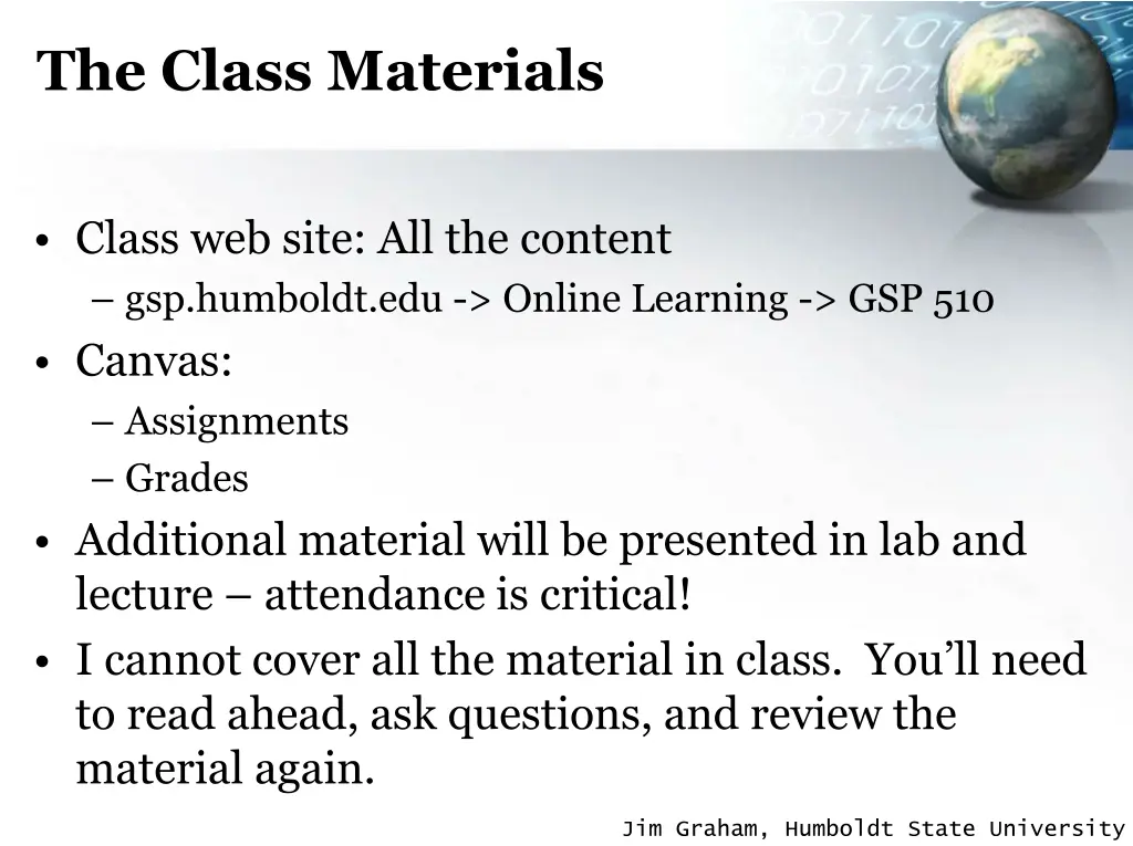 the class materials