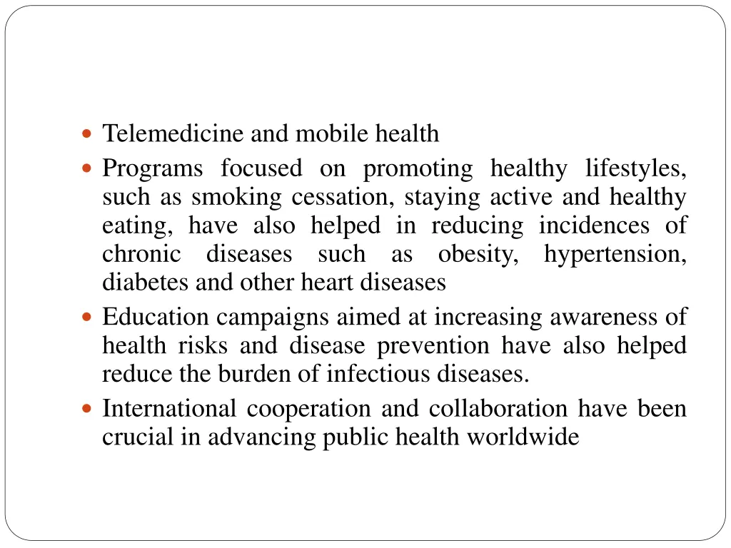 telemedicine and mobile health programs focused