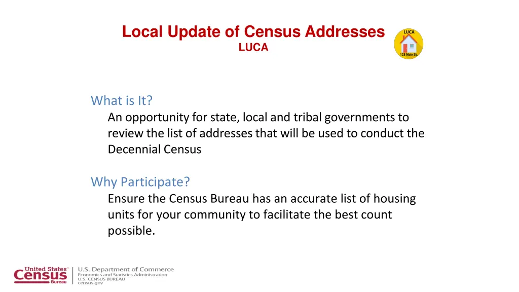 local update of census addresses luca
