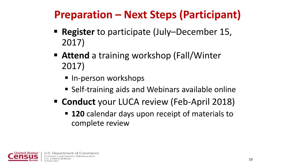 preparation next steps participant register