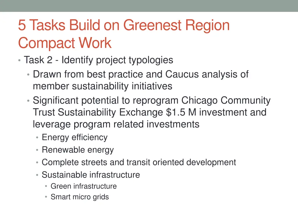 5 tasks build on greenest region compact work 1