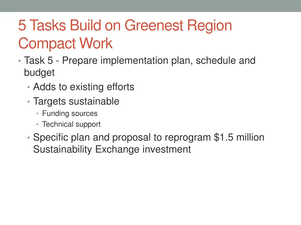 5 tasks build on greenest region compact work 4
