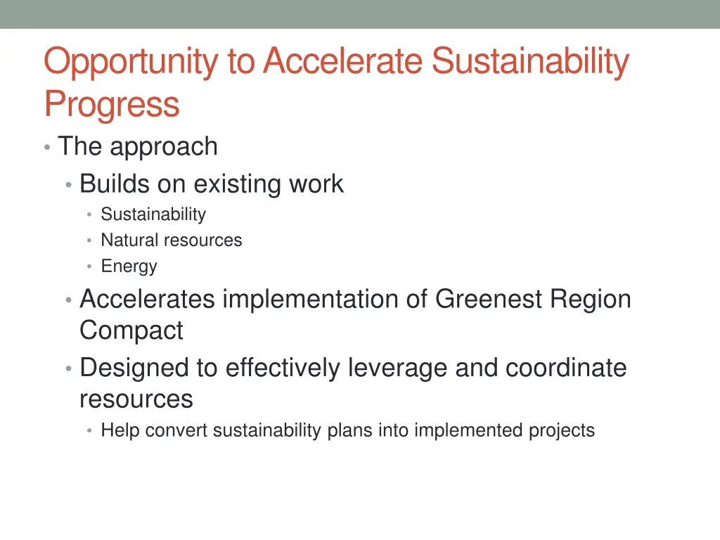 opportunity to accelerate sustainability progress