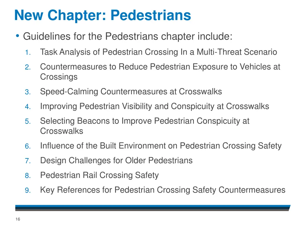 new chapter pedestrians guidelines