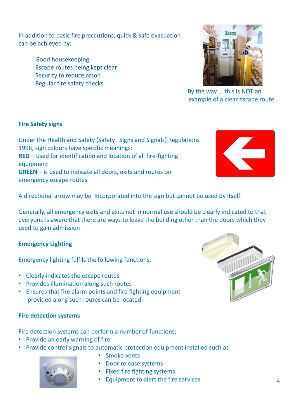 in addition to basic fire precautions quick safe