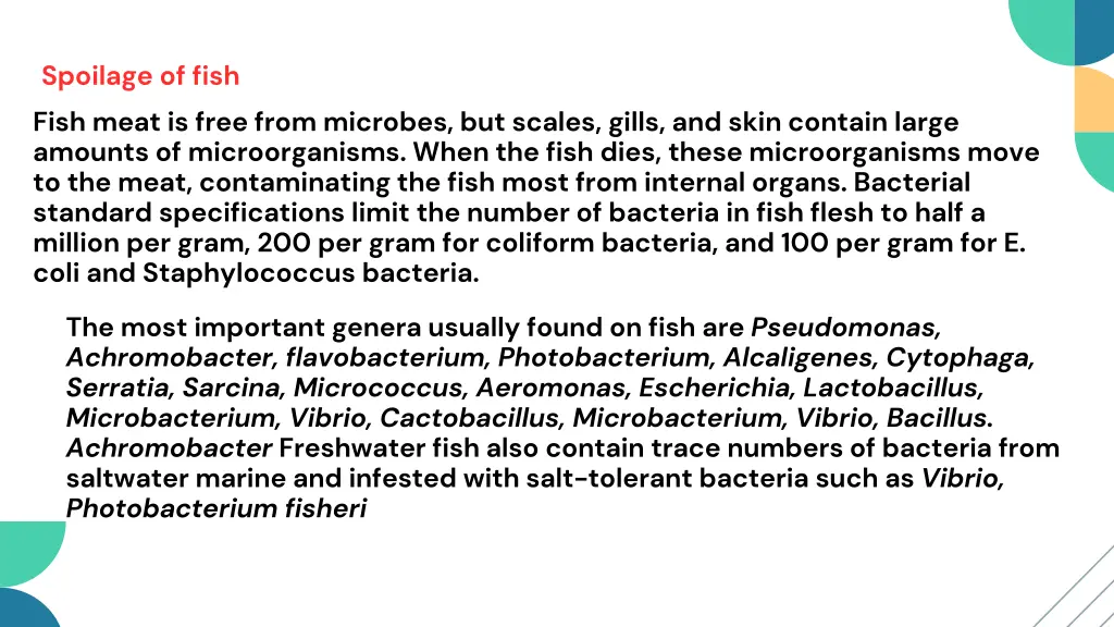 spoilage of fish fish meat is free from microbes