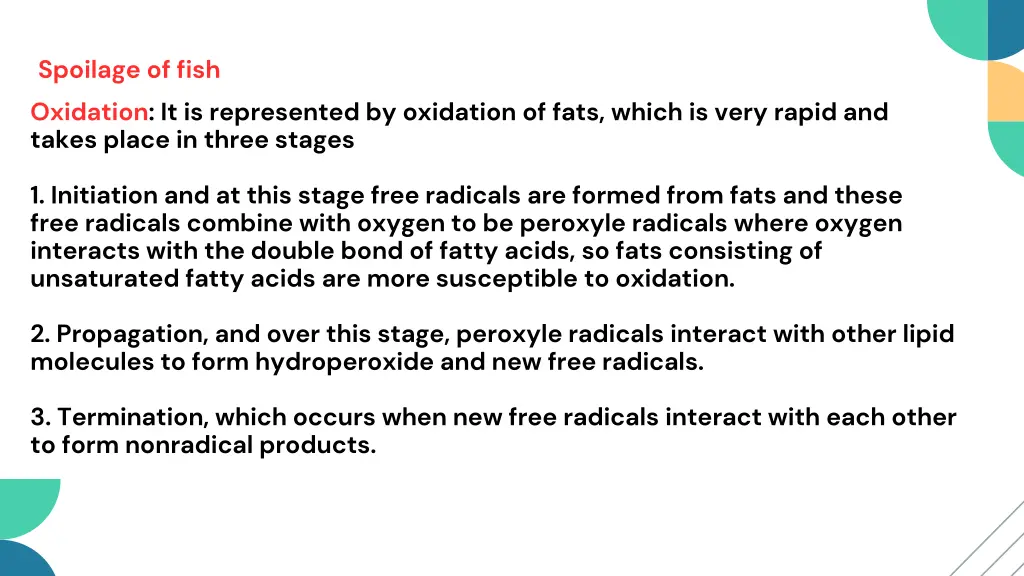 spoilage of fish oxidation it is represented