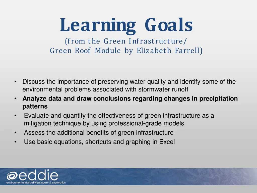 learning goals from the green infrastructure