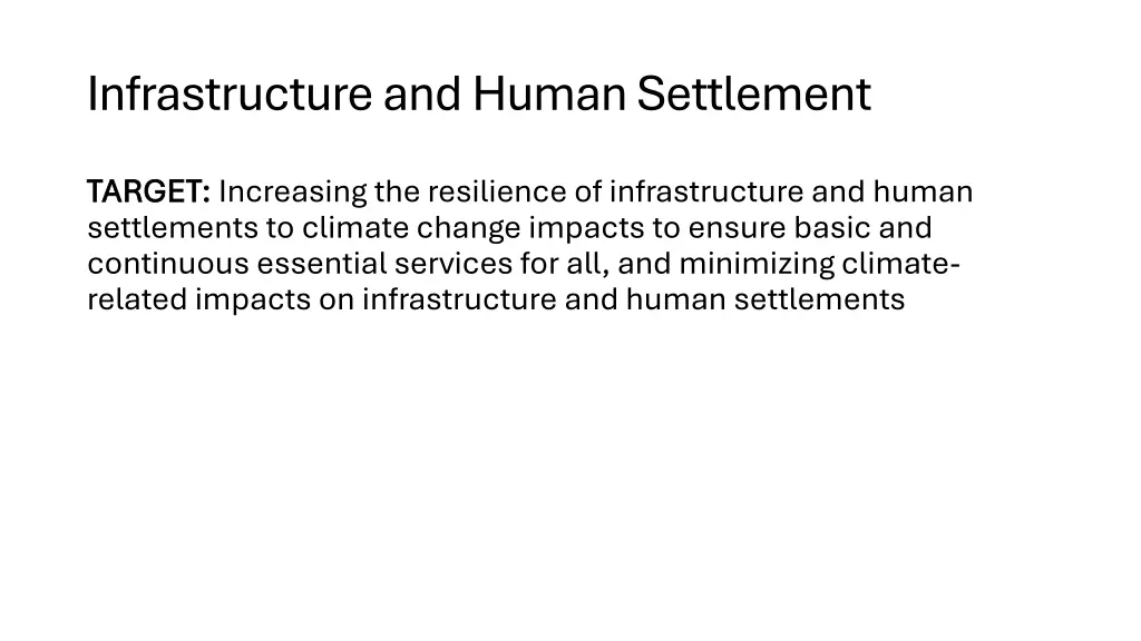 infrastructure and human settlement